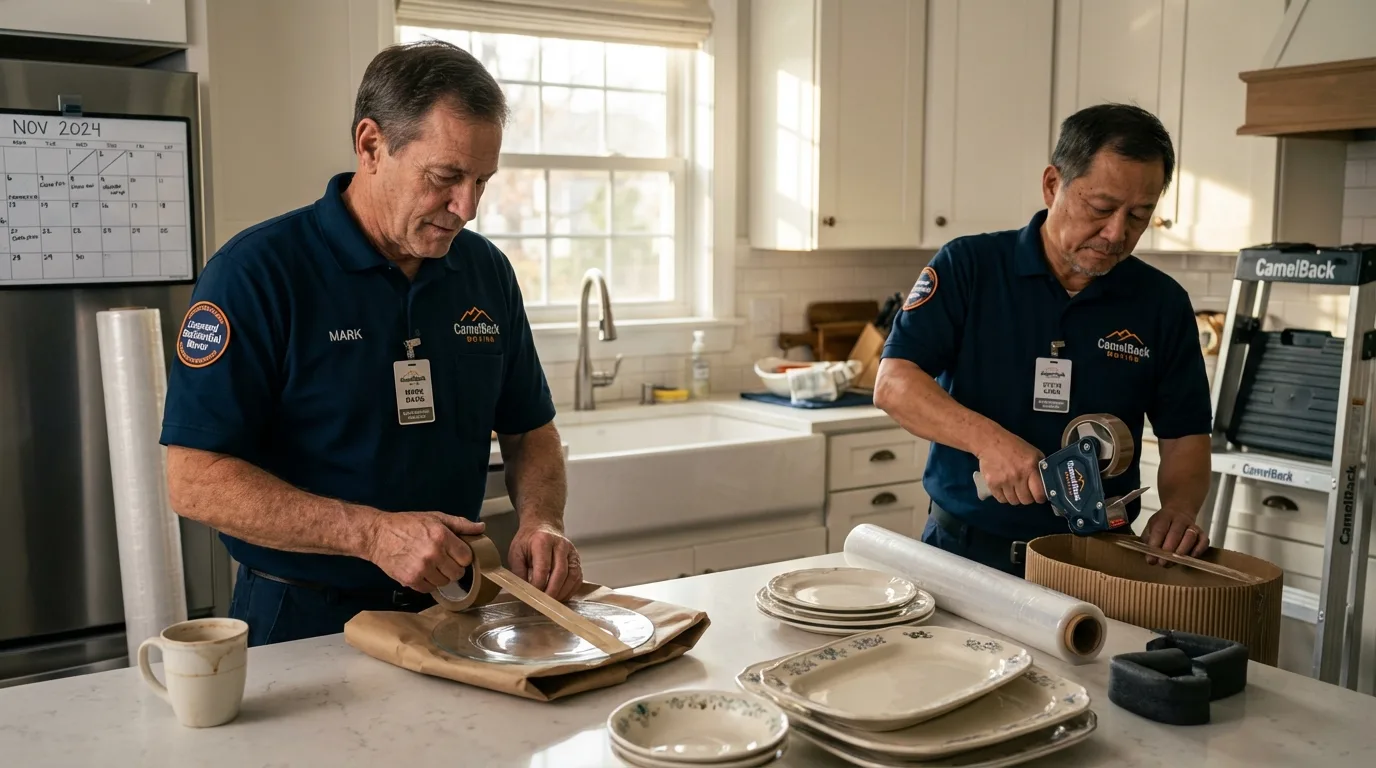 Professional crew packing kitchen dishware in Saint Peter, MN